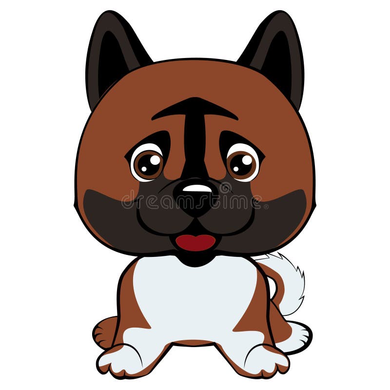 La raza de Akita del americano del perro ríe con su lengua que cuelga hacia fuera, la sentada y la sonrisa libre illustration