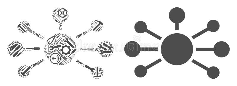 La relación liga el mosaico de las herramientas de la reparación ilustración del vector La relación liga el mosaico de las herramientas de la reparación ilustración del vector