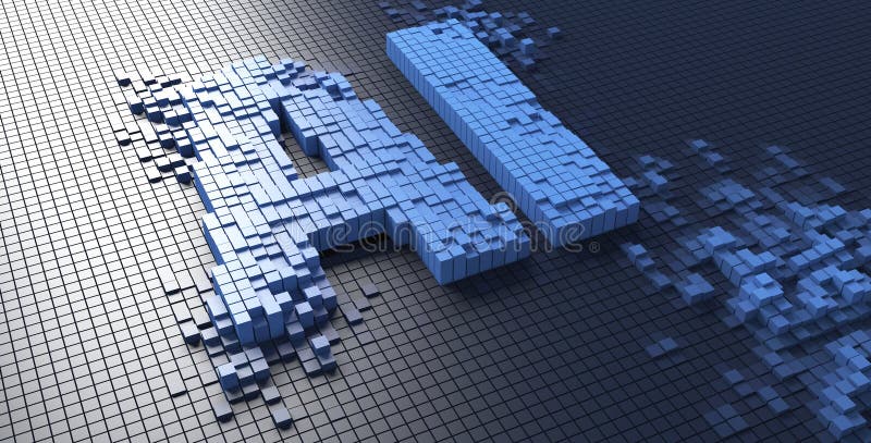 La representación 3d de las pequeñas cajas azules que forman el AI pone letras a la inteligencia artificial - ejemplo