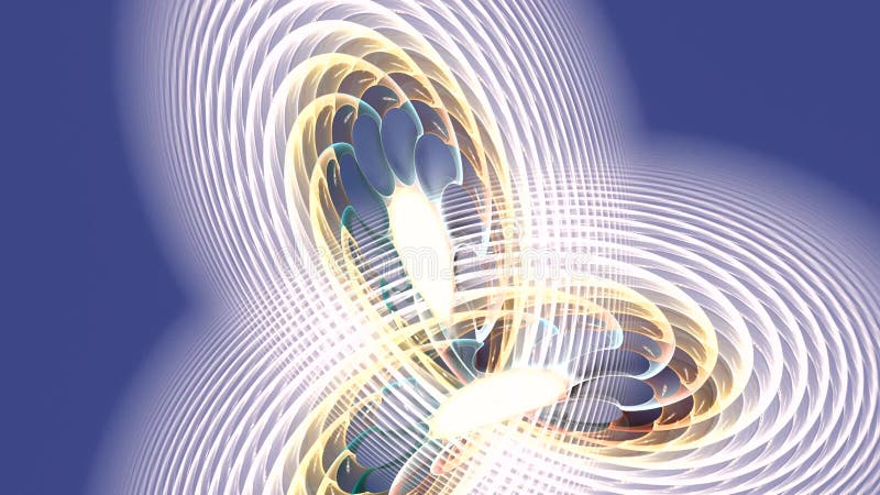 La roue abstraite se transforme en filet sur fond bleu. boucle haute illustration de vecteur