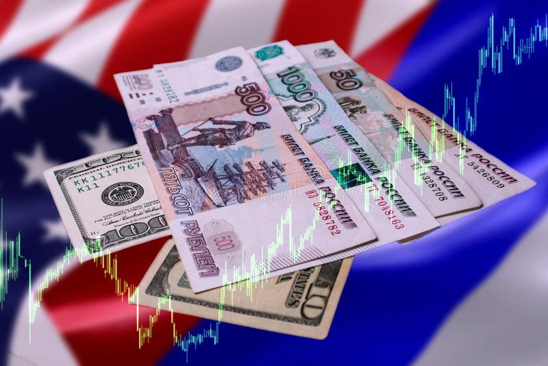 La Russie, Moscou 06/08/2019 Programme des changements du rouble russe et dollar US Argent russe et américain sur un résumé photo libre de droits La Russie, Moscou 06/08/2019 Programme des changements du rouble russe et dollar US Argent russe et américain sur un résumé photo libre de droits