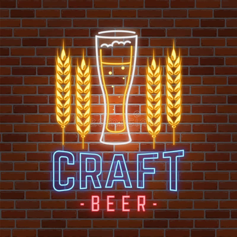 La rétro barre au néon de bière se connectent le fond de mur de briques illustration libre de droits La rétro barre au néon de bière se connectent le fond de mur de briques illustration libre de droits