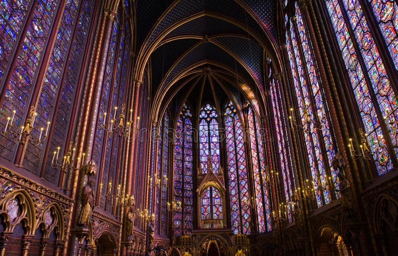 La SainteChapelle Chapel Stained Glass Windows Stock Photo Image of