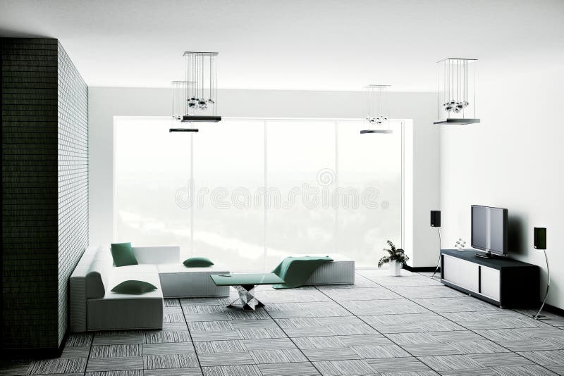 La salle de séjour 3d intérieur rendent illustration stock La salle de séjour 3d intérieur rendent illustration stock