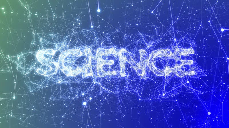 La Science dans l'animation animée bleue de concept de mot à la mode, connexions réseau de plexus illustration de vecteur
