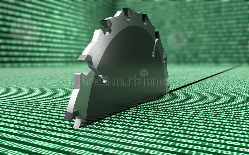 La sega d'acciaio del cerchio sta distruggendo i dati illustrazione vettoriale La sega d'acciaio del cerchio sta distruggendo i dati illustrazione vettoriale