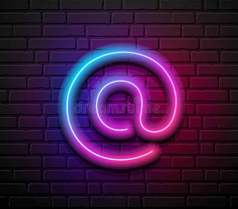 La semnul neon, design colorat pe fond negru negru pe perete stock illustration