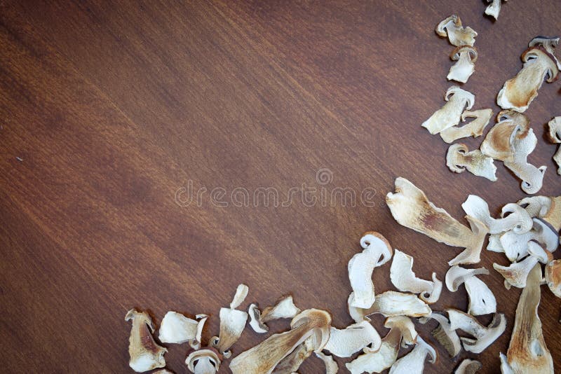 La seta secada del boleto corta textura del fondo de la comida fotografía de archivo libre de regalías