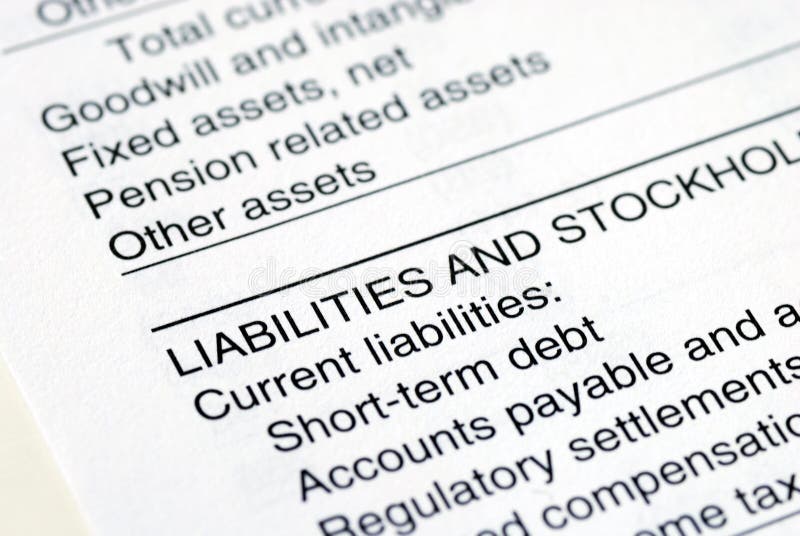 La sezione di responsabilità nel bilancio dell'azienda immagine stock La sezione di responsabilità nel bilancio dell'azienda immagine stock