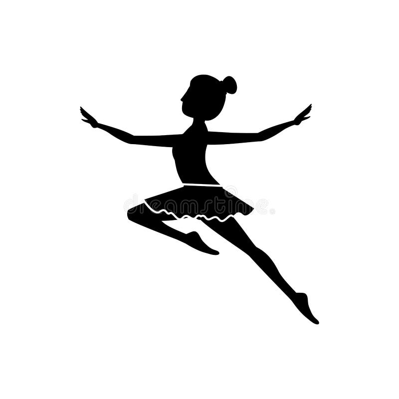 La silueta con el bailarín salta el segundo arabesque stock de ilustración La silueta con el bailarín salta el segundo arabesque stock de ilustración