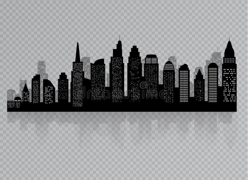 La silueta de la ciudad con color negro en el fondo blanco en un estilo plano Paisaje urbano moderno ilustración del vector La silueta de la ciudad con color negro en el fondo blanco en un estilo plano Paisaje urbano moderno ilustración del vector