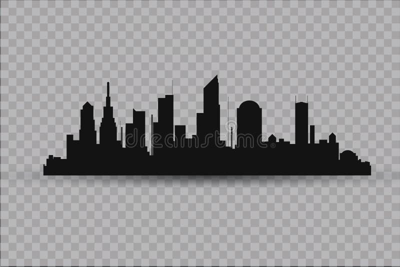 La silueta de la ciudad en un estilo plano Paisaje urbano moderno Ilustración libre illustration La silueta de la ciudad en un estilo plano Paisaje urbano moderno Ilustración libre illustration