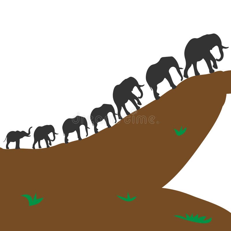Siete Elefantes Para La Felicidad Y Buena Suerte. Ilustración Del Vector.  Ilustraciones svg, vectoriales, clip art vectorizado libre de derechos.  Image 55414659