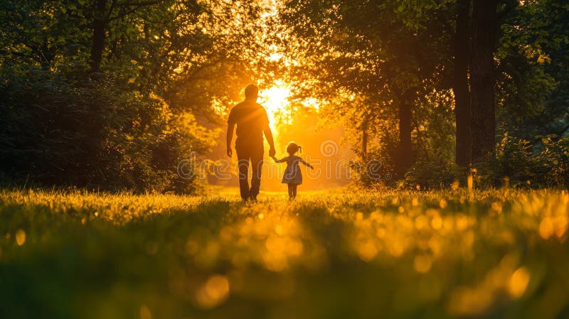 La sindrome di Down, paterna e figlia di due anni, mostra un tempo di gioco gioioso in un parco illuminato dal sole, e un forte le immagini stock