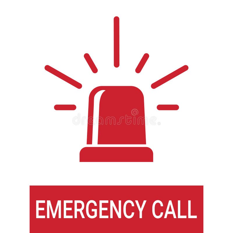 La sirena rossa del lampeggiatore dell'ambulanza o della polizia, chiamata d'emergenza ha isolato su un fondo bianco Illustrazion