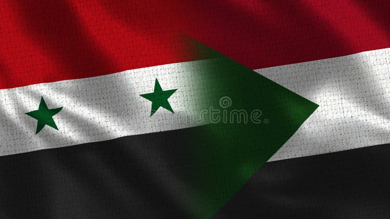La Siria ed il Sudan - bandiera due insieme - struttura del tessuto immagine stock libera da diritti La Siria ed il Sudan - bandiera due insieme - struttura del tessuto immagine stock libera da diritti