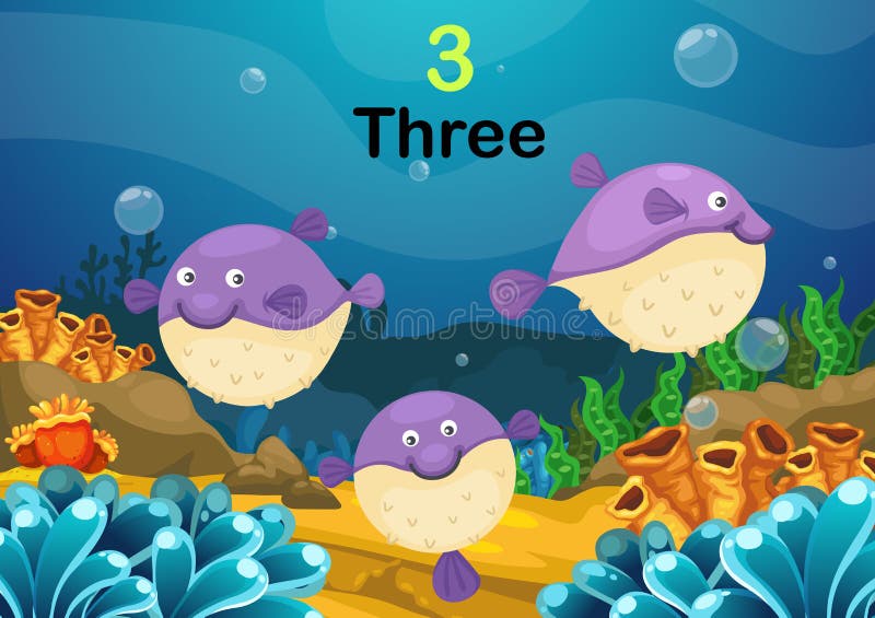 La soffiatore di numero tre pesca il vettore del mare illustrazione di stock La soffiatore di numero tre pesca il vettore del mare illustrazione di stock