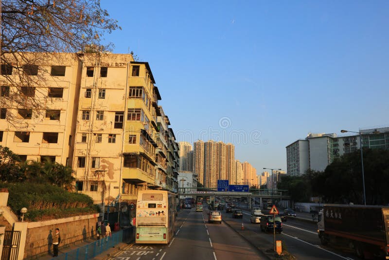 La strada principale di kowloon orientale 2017 fotografia stock libera da diritti
