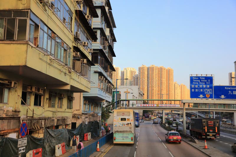 La strada principale di kowloon orientale 2017 fotografia stock