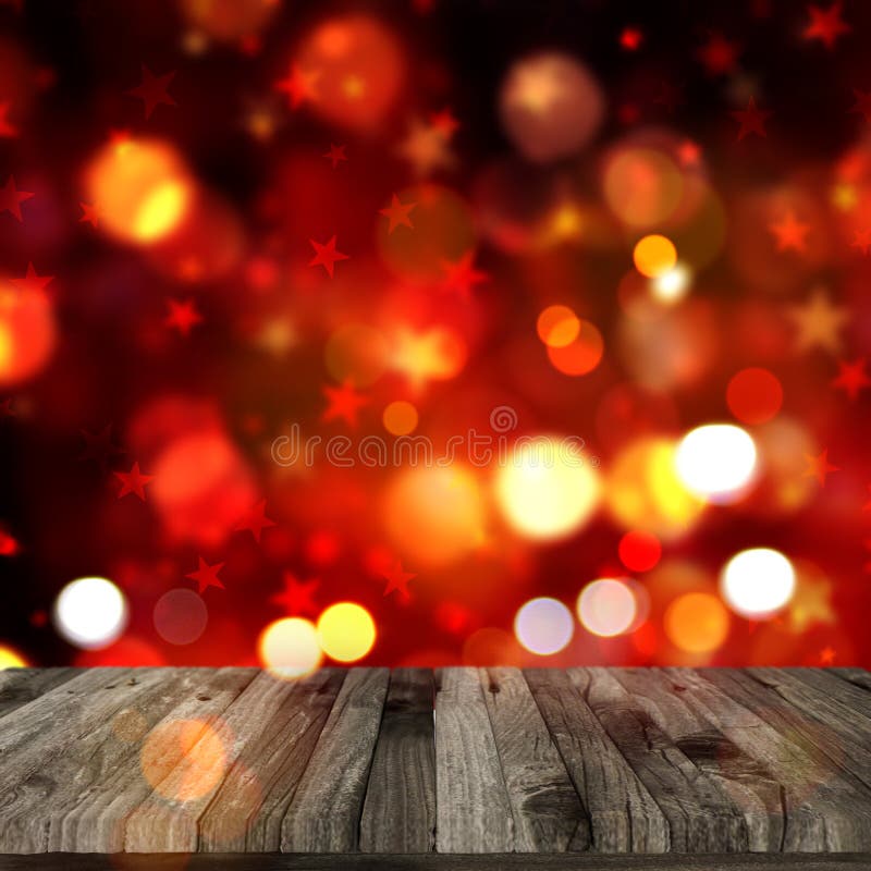 la tabla de madera 3D en bokeh de la Navidad enciende el fondo libre illustration la tabla de madera 3D en bokeh de la Navidad enciende el fondo libre illustration