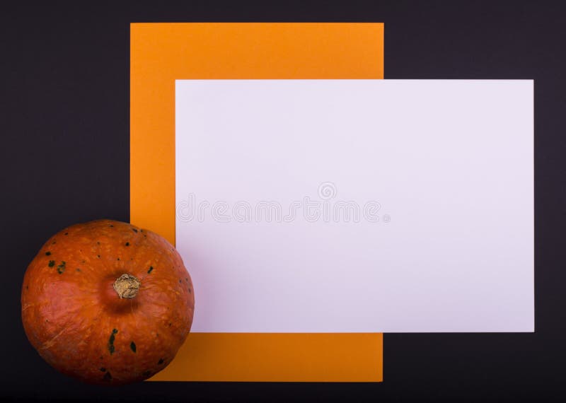 La tarjeta de felicitación de Halloween handcrafted del Libro Blanco anaranjado, en un fondo negro fotos de archivo La tarjeta de felicitación de Halloween handcrafted del Libro Blanco anaranjado, en un fondo negro fotos de archivo