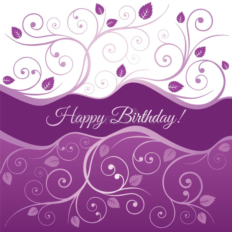 La tarjeta del feliz cumpleaños con rosa y púrpura remolina libre illustration La tarjeta del feliz cumpleaños con rosa y púrpura remolina libre illustration
