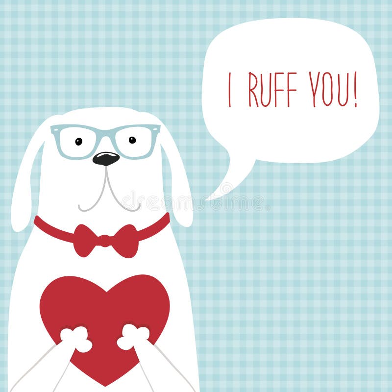 La tarjeta dibujada mano retra linda del día del ` s de la tarjeta del día de San Valentín como perro divertido con el corazón y libre illustration La tarjeta dibujada mano retra linda del día del ` s de la tarjeta del día de San Valentín como perro divertido con el corazón y libre illustration