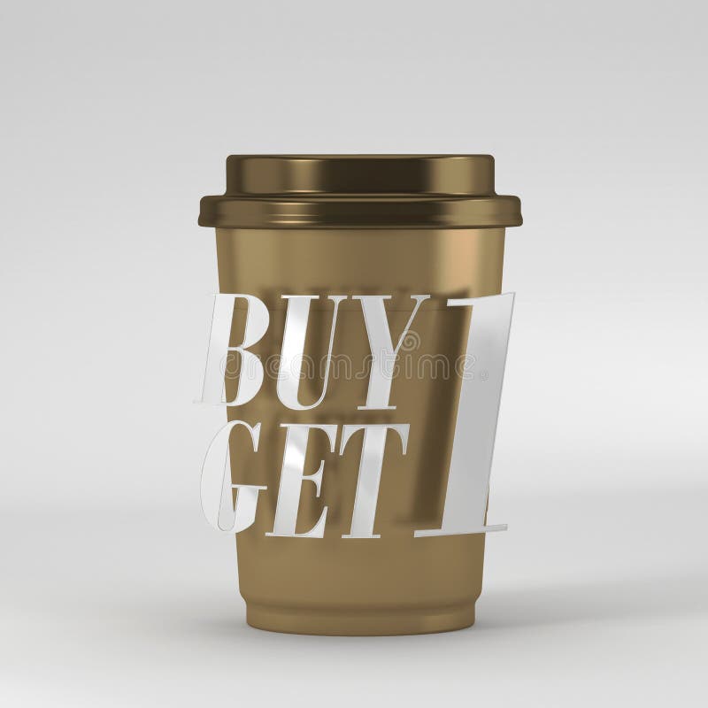 La tasse de café avec l'achat 1 de citation obtiennent 1 rendu 3D illustration stock La tasse de café avec l'achat 1 de citation obtiennent 1 rendu 3D illustration stock