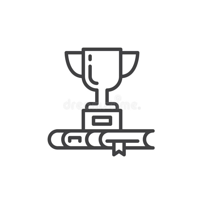 La tasse et le livre de trophée rayent l'icône, signe de vecteur d'ensemble, pictogramme linéaire de style d'isolement sur le bla illustration stock La tasse et le livre de trophée rayent l'icône, signe de vecteur d'ensemble, pictogramme linéaire de style d'isolement sur le bla illustration stock