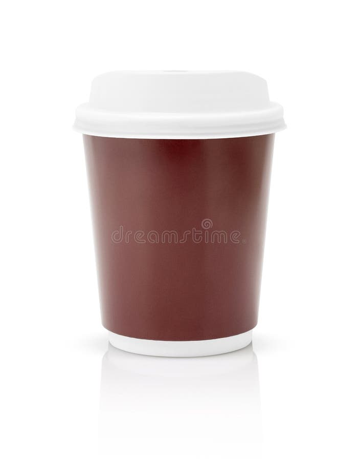 La tazza di carta del caffè da andare ha isolato su fondo bianco immagini stock La tazza di carta del caffè da andare ha isolato su fondo bianco immagini stock