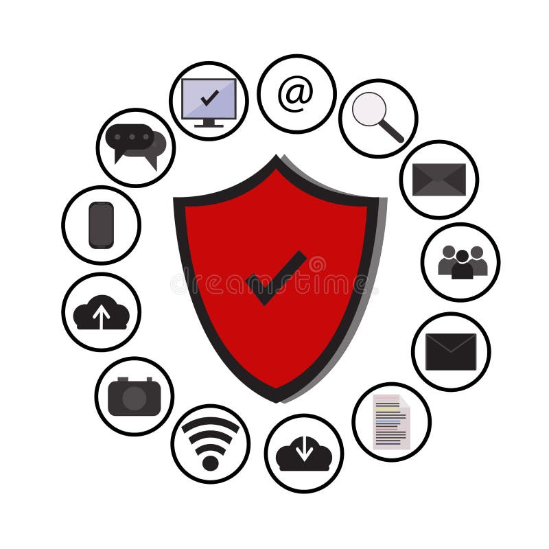 La technologie de protection des données d'affaires et la sécurité de réseau de nuage, icônes ont placé le vecteur, bleu, fond bl illustration stock La technologie de protection des données d'affaires et la sécurité de réseau de nuage, icônes ont placé le vecteur, bleu, fond bl illustration stock