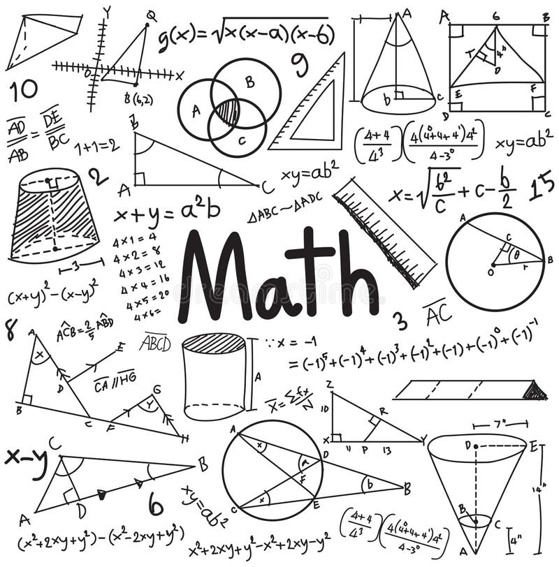 La teoria di per la matematica e l'equazione di formula matematica scarabocchiano la scrittura