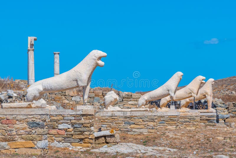 La Terraza De Los Leones, En La Isla De Los Delos En Grecia Imagen de  archivo - Imagen de sagrado, escultura: 211086575