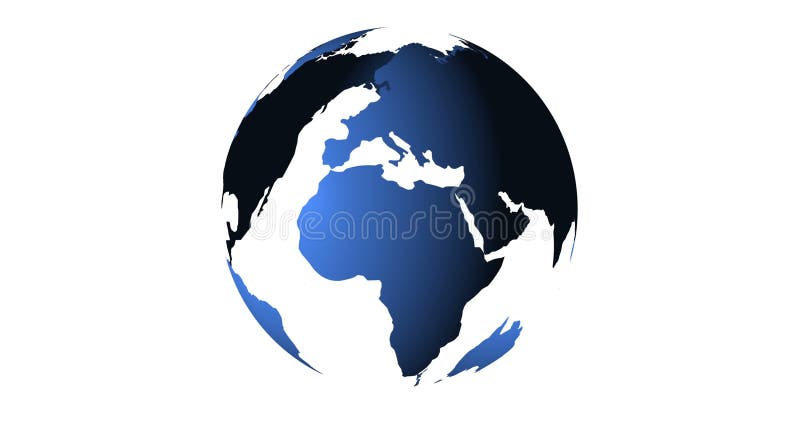 La terre bleue de planète de l'espace montrant l'Amérique et l'Afrique, Etats-Unis, monde de globe avec 3D bleu rendent l'animati illustration stock