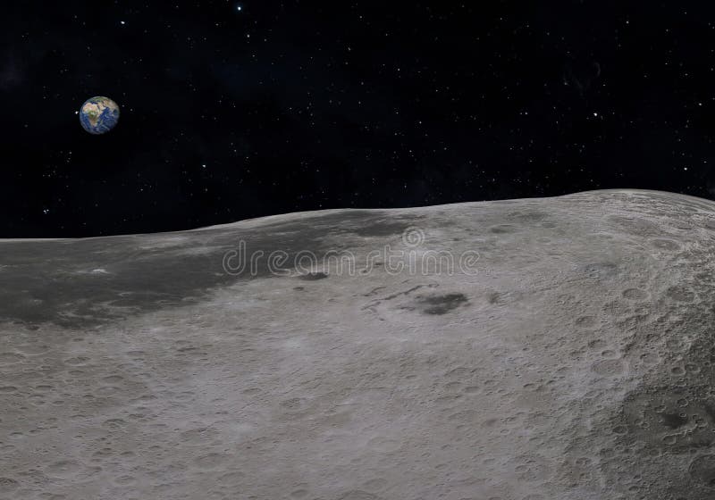 La terre bleue vue de la lune illustration 3D La terre bleue vue de la lune illustration 3D