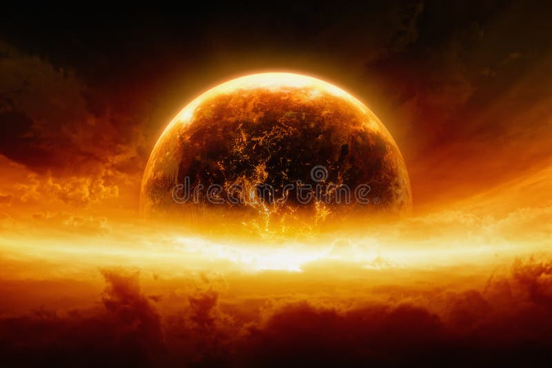 La terre brûlante et de explosion de planète