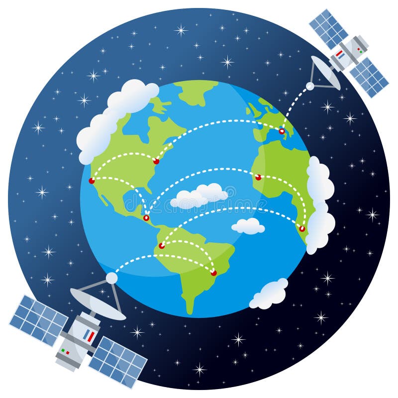 La terre de planète avec des satellites et des étoiles illustration libre de droits La terre de planète avec des satellites et des étoiles illustration libre de droits