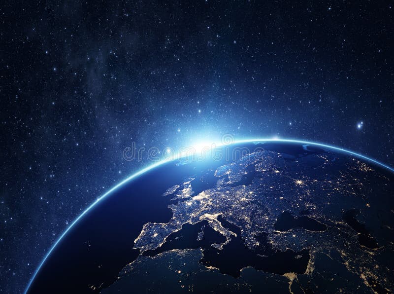 La terre de planète de l'espace la nuit images stock La terre de planète de l'espace la nuit images stock