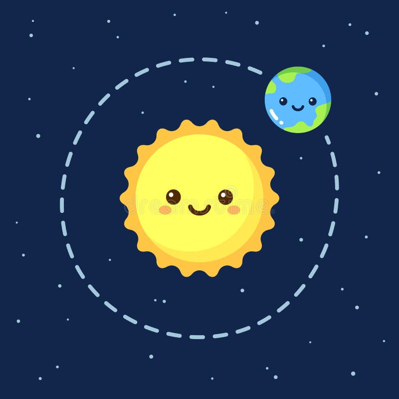 La terre mignonne et Sun de bande dessinée illustration stock La terre mignonne et Sun de bande dessinée illustration stock