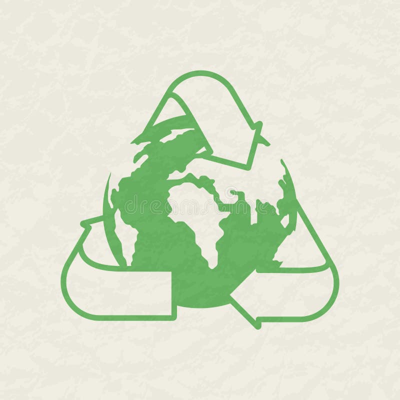 La terre verte de planète et une réutilisation se connectent un fond blanc avec une texture Concept environnemental illustration stock La terre verte de planète et une réutilisation se connectent un fond blanc avec une texture Concept environnemental illustration stock