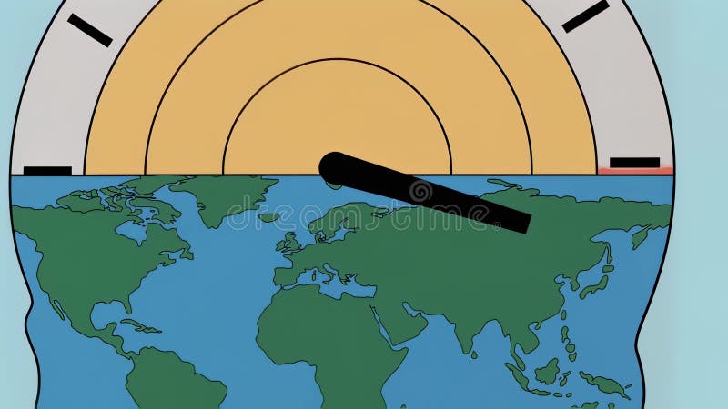 La tierra del calentamiento global se derrite como un helado en un caluroso día de verano ilustración del vector