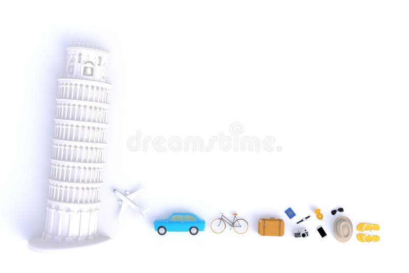 La torre pendente di Pisa, Italia, Europa, l'architettura italiana, vista superiore degli accessori del ` s del viaggiatore sottr illustrazione di stock La torre pendente di Pisa, Italia, Europa, l'architettura italiana, vista superiore degli accessori del ` s del viaggiatore sottr illustrazione di stock