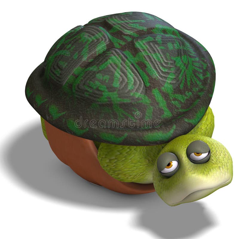 3D rendering of a funny toon turtle enjoys life with clipping path and shadow over white. 3D rendering of a funny toon turtle enjoys life with clipping path and shadow over white