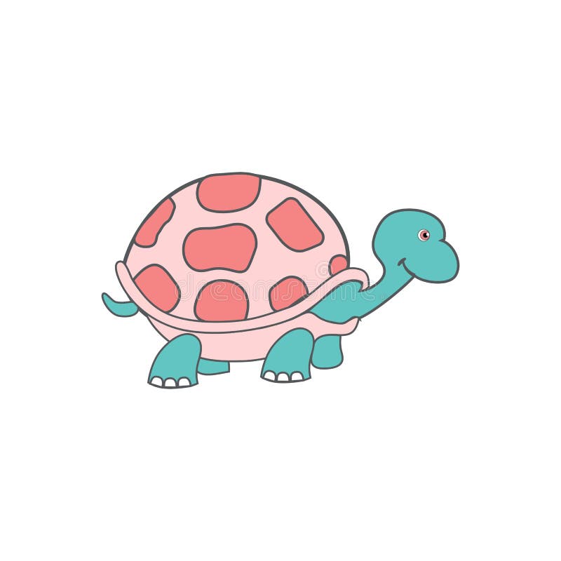 La tortuga linda de la historieta, embroma el ejemplo colorido divertido del vector del animal salvaje aislado en el fondo blanco libre illustration La tortuga linda de la historieta, embroma el ejemplo colorido divertido del vector del animal salvaje aislado en el fondo blanco libre illustration