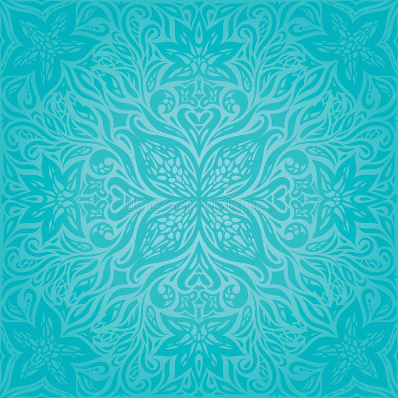 La turquesa florece, diseño floral de la mandala del día de fiesta del fondo adornado decorativo del vector libre illustration La turquesa florece, diseño floral de la mandala del día de fiesta del fondo adornado decorativo del vector libre illustration