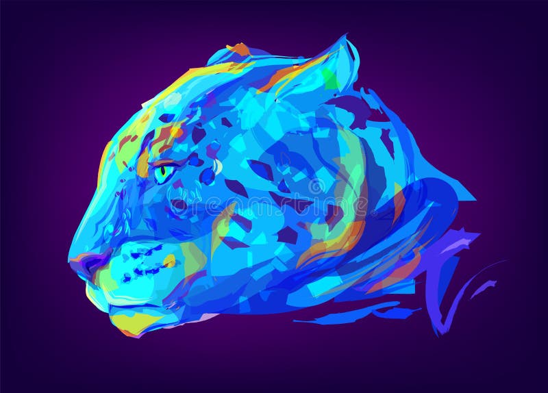 La tête colorée mignonne de jaguar illustration libre de droits La tête colorée mignonne de jaguar illustration libre de droits