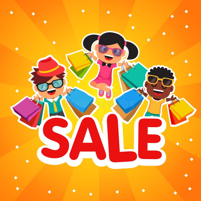 La vendita dei bambini Bambini sorridenti e di salti felici royalty illustrazione gratis La vendita dei bambini Bambini sorridenti e di salti felici royalty illustrazione gratis