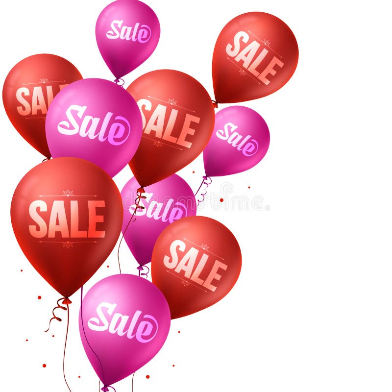 La vendita rosa e rossa Balloons il volo per il Natale e l'inverno illustrazione di stock La vendita rosa e rossa Balloons il volo per il Natale e l'inverno illustrazione di stock
