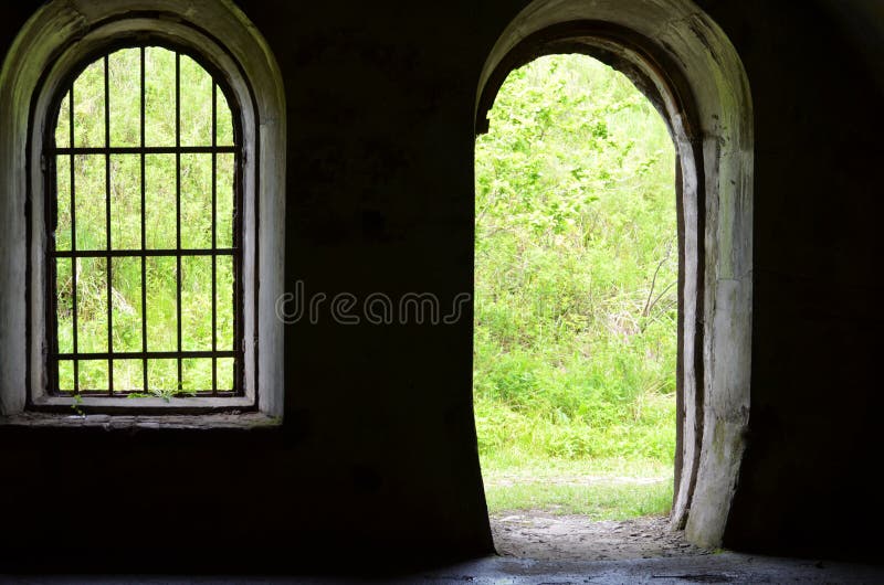 La ventana oval y la entrada a la fortaleza vieja fotos de archivo La ventana oval y la entrada a la fortaleza vieja fotos de archivo
