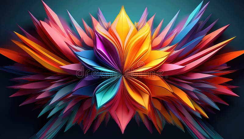 La vibrante abstración Kaleidoscópica en 3D estalla en una fusión de color y luz creando un Espectáculo Artístico Electrificante ilustración del vector